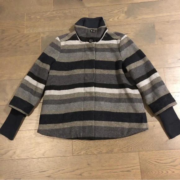 PrAna Women’s Wool Blend Lily Striped Jacket. Sz Medium Coal. Gently Worn - Picture 2 of 16